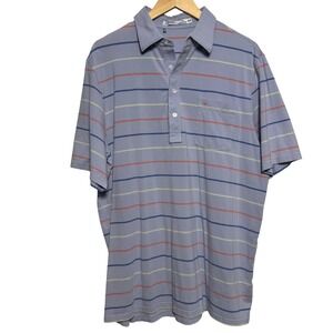 CRIQUET Mens Polo XL Gray Striped Short Sleeve Shirt Golf Casual